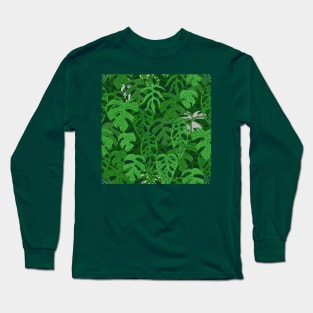 Monstera Jungle Pattern in Gouache Long Sleeve T-Shirt